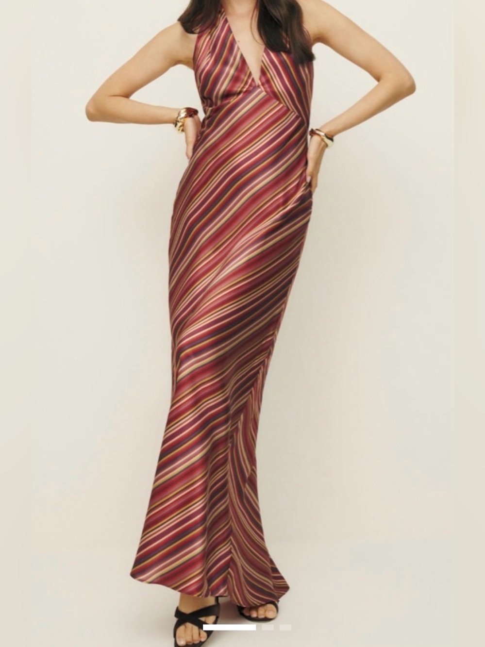 Reformation Daniela Silk Dress in Rio Stripe NEW NWT